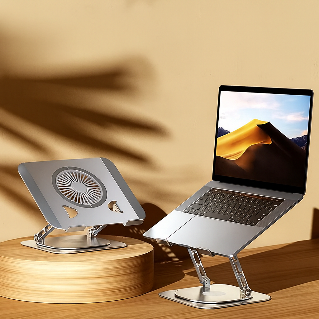 Support ordinateur/Tablette 17 pouces Rotatif avec ventilateur intégré – Aluminium Premium
