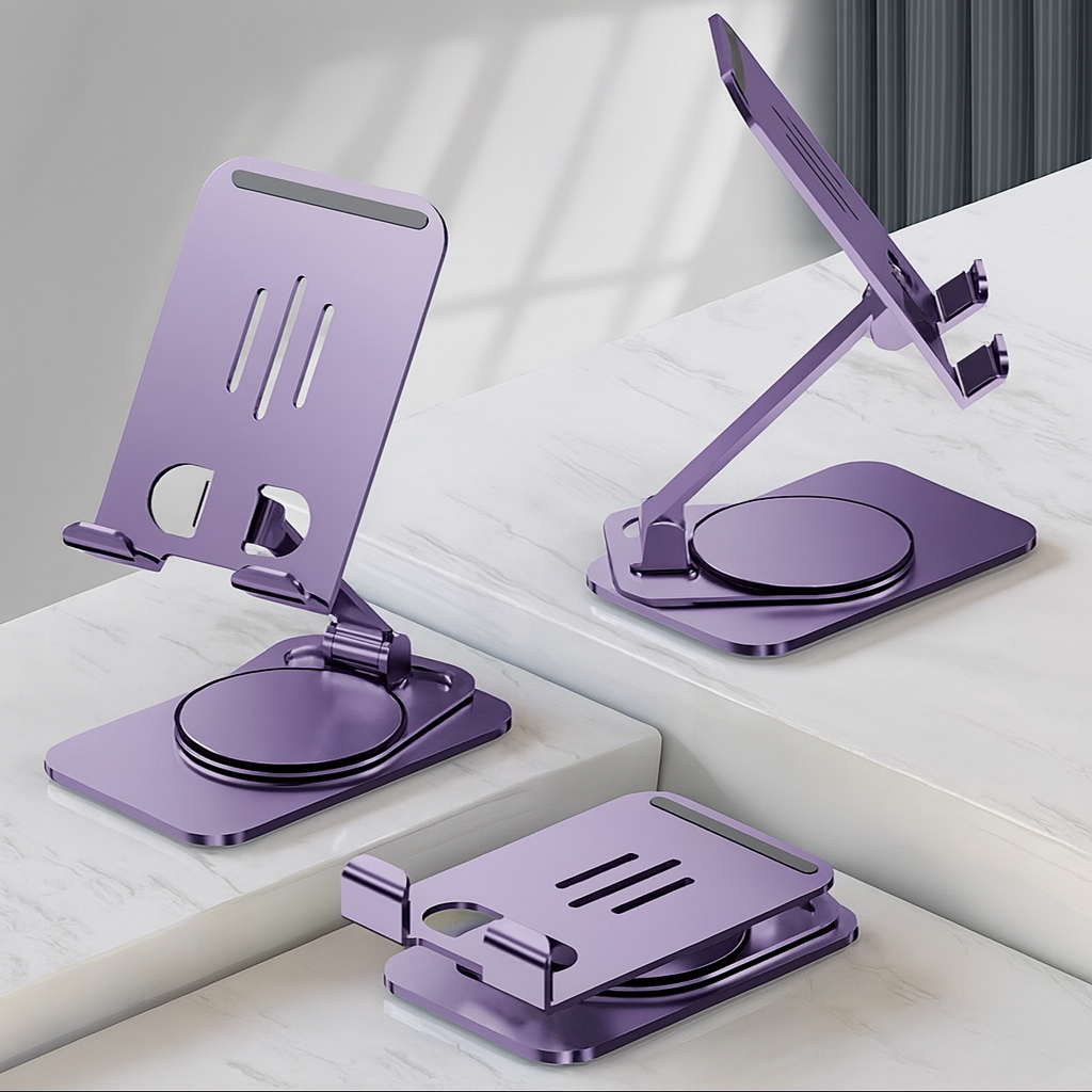 Support Téléphone Rotatif 360° Pliable – Acier Premium