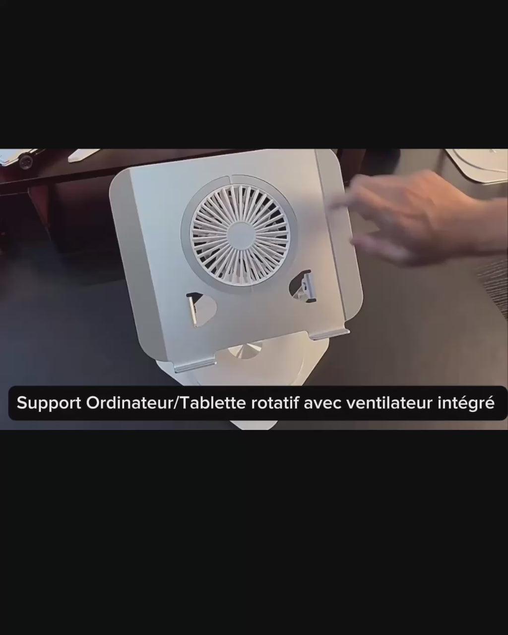 Support ordinateur/Tablette 17 pouces Rotatif avec ventilateur intégré – Aluminium Premium